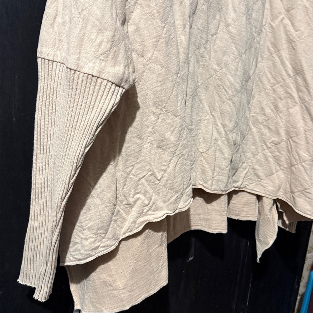 Free People Fp One Shiloh Sweatshirt Pullover Zip Oversized Ribbed sz M beige - Picture 7 of 14
